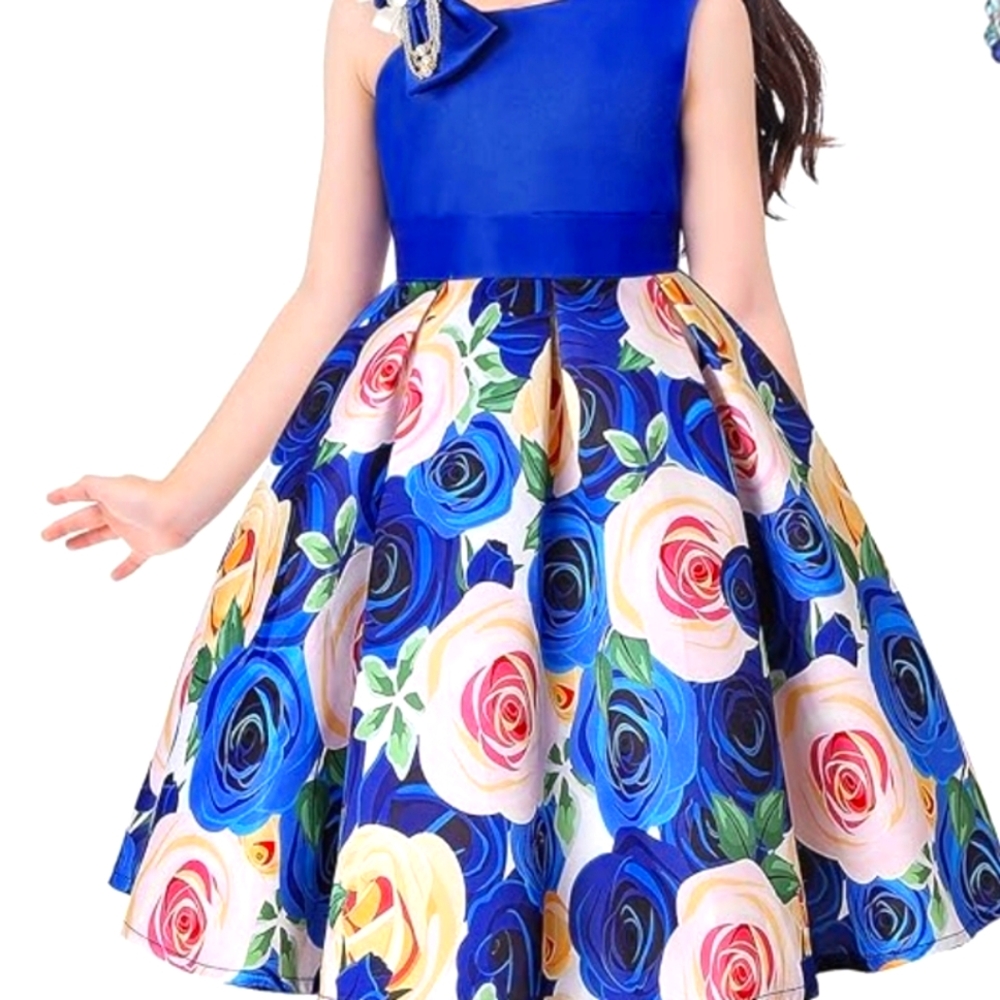 Elegant Blue Floral Dress